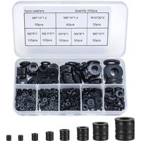 500 Stück schwarze Nylon-Unterlegscheiben, flache Unterlegscheiben, Isolierung, runde Dichtung, Abstandshalter, Dichtung, Sanitär-Sortiment-Set – M2/M2,5/M3/M4/M5/M6/M8/M10