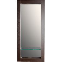 Miroir de salle de bain 90x40 cm en bois couleur wengé avec étagère fixation murale CEDAM
