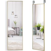 Specchio a cavalletto rettangolare 120 x 37 cm 2 metodi di montaggio cornice in lega di alluminio color oro 200012855