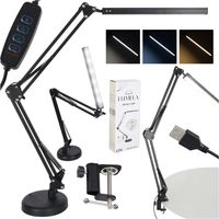 LED Desk Lamp, USB Powered, Dimmable, Clip or Base