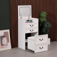 WestWood Modern Makeup Vanity Dressing Table with Stool Set Flip Top LED Mirror Storage