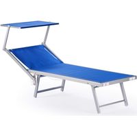 Rebecca Mobili Sdraio Lettino Blu Alluminio Textilene Spiaggia Balcone 38x186x61
