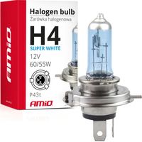 Bombilla halógena H4 12V 60/55W con filtro UV (E8) Blanco Super amio-01269