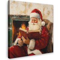 QUADRO SU TELA Natale - Babbo Natale - Inverno - Camino aperto 50x50 cm