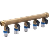Colector Macho Hembra 3/4 Salidas para Multicapa a Prensar QUICK PLOMBERIE - 5 salidas multicapa Ø20 con Válvulas
