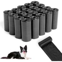 225 Pièces Sacs à Crottes pour Chiens, Noir Sac Crottes Chien Portable, 22 30cm, Épais et Résistants, Grande Capacité, pour Promenades et Voyages (15 Rouleaux, 15 par Rouleau)