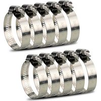 Fascette stringitubo regolabili da 27 a 51 mm in acciaio inox 304. Assortimento di fascette stringitubo per tubi dell'acqua, del gas, per auto e rubinetti. Confezione da 10 pezzi (da 27 a 51 mm).