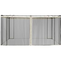 Zanzariera per Gazebo Tende di Ricambio Universale con Cerniere, 352x207cm - Nero e Beige