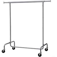 Portant à Vêtements SONGMICS - Avec Roulettes - Tringle Extensible - Charge Lourde - Capacité de Charge 130 kg - Porte-manteau - Métal - Chromé - Argent