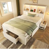 Bett Einzelbett Stauraum 90x200 Holz Weiß mit Matratze OKMYHOME
