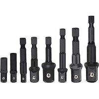 CREA 8 Piece Drill Socket Adapter Set, Hex Shank Impact Driver Socket Adapter, Socket To Bit Adapter 1/4" 3/8" 1/2" Impact Driver Adapter