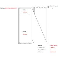 Etichette di spedizione Capture 105 x 251 mm, piegate a modulo continuo. Termiche, 2000 pezzi/scatola, SHIPLABEL105X251-FF2