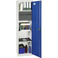 Stumpf Armoire à outils et matériaux série 3000 gris clair / bleu gentiane + 1 tiroir 100 mm + 1 tiroir 200 mm + 3 étagères coulissantes - 3005774