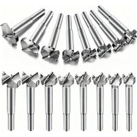 Forstner Bit Set for Wood, 16 Pieces, Tungsten Steel, 80 mm Length, Flat Bottom Bit, Wood Drill Bit with Centering Tip for Making Clean Flat Bottom Holes in Wood