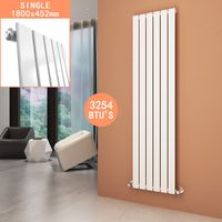ELEGANT White Vertical Column Radiator 1800 x 452 mm Single Flat Panel Designer Bathroom Radiator