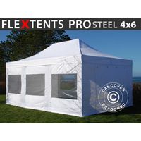 Carpa plegable FleXtents PRO Steel 4x6m Blanco, Incl. 8 lados