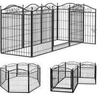 BingoPaw Parque para Mascotas Perros 8 Vallas Corral Plegable Valla Jardin Jaula Perrerras para Animales Exterior Negro 190x63x80cm
