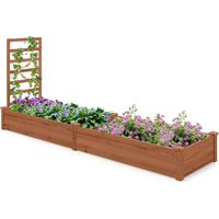 COSTWAY Fioriera da Esterno e Traliccio, Letto Rialzato in Legno per Fiori, Erbe, Verdure, Frutta e Viti Rampicanti, Aiuola Elevata da Giardino con Spalliera, 235CM x 63CM x 102CM (Marrone)