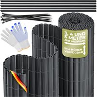 KESSER® PVC valla de ocultación valla de ocultación revestimiento de balcón cortaviento resistente a la intemperie lamas reforzadas para jardín balcón terraza exterior negro / 120 x 500 cm