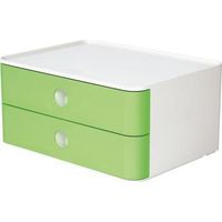 Schubladenbox ALLISON SMART-BOX 2 Schubladen DIN A5 ABS Kunststoff Gehäusefarbe: snow white Farbe der Schublade: lime green