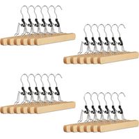 Relaxdays – Lot de 24 cintres à pantalons en bois d'érable – Doublure en feutre pour protection – Dimensions H17 x L25 x P2,3 cm – Fer chromé