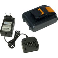 Trade-Shop Ladegerät Netzteil + Li-Ion Akku 20V 5000mAh für Worx WX176.3 WX176.9 WX178 WX178.1 WX178.9 WX183 WX279 WX279.9 WX279E WX290 WX290.9 WX290E