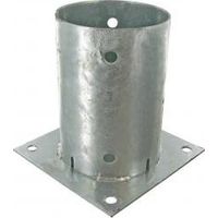 Support pied de poteau rond 80mm à fixer – Acier galvanisé à chaud – Hauteur 150mm – Base 200x200mm – Fixation par vis ou boulon – Waelbers