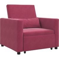 Canapé-lit,Canapé convertible,Sofa-lit simple 3-en-1 convertible en velours rouge vin