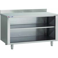 Table Armoire Inox Centrale Ouverte (P)600 X (H)850 Mm, Avec Dosseret, Aisi 430 - Prodirest