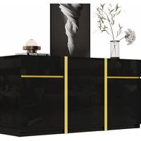AMXCNOY Buffet luxueux, finition laquée brillante, meuble de rangement moderne, trois portes et deux tiroirs, idéal pour le salon, la salle à manger et l'entrée meuble minimaliste.