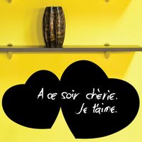 Sticker ardoise tableau noir - stickers muraux adhésif effaçable - COEURS - 30x55cm