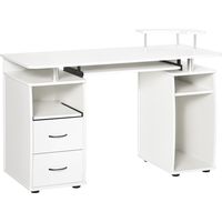 Escritorio con Estanterías Mesa de Ordenador con 2 Cajones Bandeja de Teclado Soportes para Monitor 120x55x85 cm Blanco