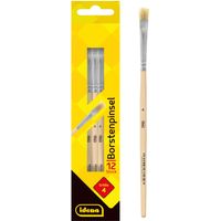 Idena 90094 - Pinceaux a poils, taille 4, avec manche en bois non verni, set de 12, pinceaux a peindre pour ecoliers Hobbykunstler