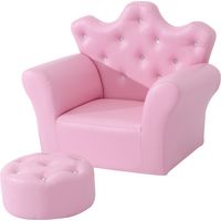 HOMCOM 2 PCS Kids Sofa and Ottoman Child Size Armchair for Girls Age 3-7 Pink