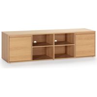 Mueble TV Tori 2 Puertas 4 Huecos, Color Roble, 160 cm
