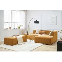 BOBOCHIC - Canapé d'angle fixe modulable MEGEVE tissu texturé avec pouf Angle droit Jaune