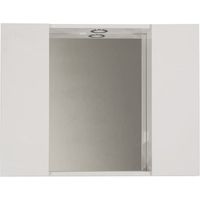 Mama Store SPECCHIERA Bagno con 2 VANI Contenitore e Luce LED-Bianco Lucido Laccato, L. 81 CM X P. 16 CM X H. 60 CM