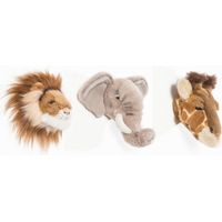Coffret 3 Mini Peluches trophée Safari Lion, Elephant et Girafe