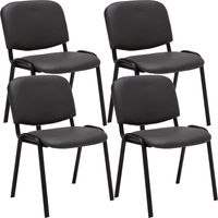 Lot de 4 chaises visiteur empilable zone d'attente en PVC gris piètement à 4 pieds en métal noir 100003185