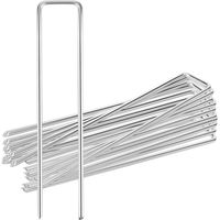 Youyijia 100 Stück Erdanker aus Stahl 150x30x2.5mm U-Form Rostfreier verzinkter Erdspieß Bodenhaken Boden Heringe Pflocke Pfähle für Befestigung von Unkrautbekämpfung Garten Zelthaken oder Schlauch