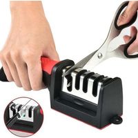 Professioneller Messerschärfer, 4-in-1 Küchenmesser- und Scherenschärfer mit rutschfestem Gummi für Edelstahl- und Keramikmesser