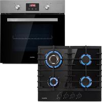 Klarstein – Four encastrable électrique/gaz 68 L – Brûleurs Sabaf 3,6 kW – Nettoyage facile vitrocéramique – Classe A – Inox brossé