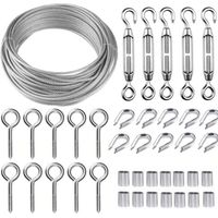 Kit de câble en acier inoxydable de 30 m/2 mm avec tendeur de câble M5 robuste, kit de câble pour clôture, kit de garde-corps à câbles, tendeurs de câble pour plantes grimpantes de jardin
