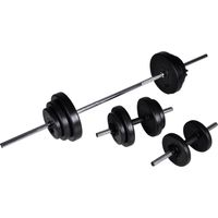 Kit de barre d'haltère et 2 haltères 30,5 kg