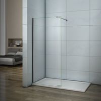 Parete Doccia Walk In Vetro Temperato Trasparente Anticalcare 8 mm Con Barra Stabilizzatrice Tagliabile da 90 cm misura 80x200 cm