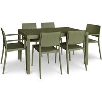 Salon de jardin table et 4 chaises 2 fauteuils en polypropylène, PATIO