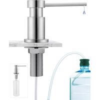 Dispenser di sapone da cucina con contenitore da 300 ml + tubo di prolunga in silicone da 1,5 m - Dispenser di sapone per lavelli da cucina sottotop - Spazzolato