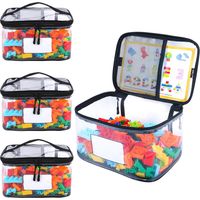 4er-Pack Spielzeug-Aufbewahrungsbeutel, wiederverschließbare Mylar-Beutel für Legos, Puzzles, Brettspiele. (Schwarz, 24 x 17,5 x 14,5 cm)