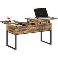Mesa de Centro Elevable con Encimera Deslizante Cierre Suave Espacio Oculto de Almacenaje 100x45x67 cm Marrón Rústico