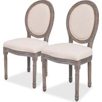 Set di 2 sedie da pranzo da cucina in stile classico in tessuto color crema CDS020434